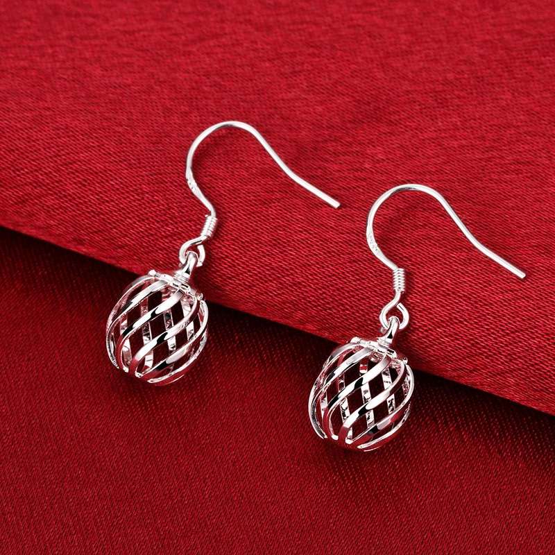 Lucky Silver - Silver Designer Hollow Ball Earrings - LOCAL STOCK - LSE643