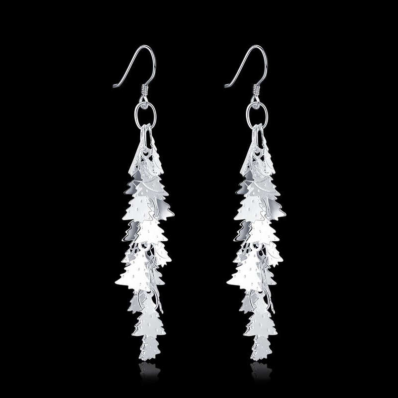 Lucky Silver - Silver Designer Christmas Tree Dangle Earrings - LOCAL STOCK - LSE673