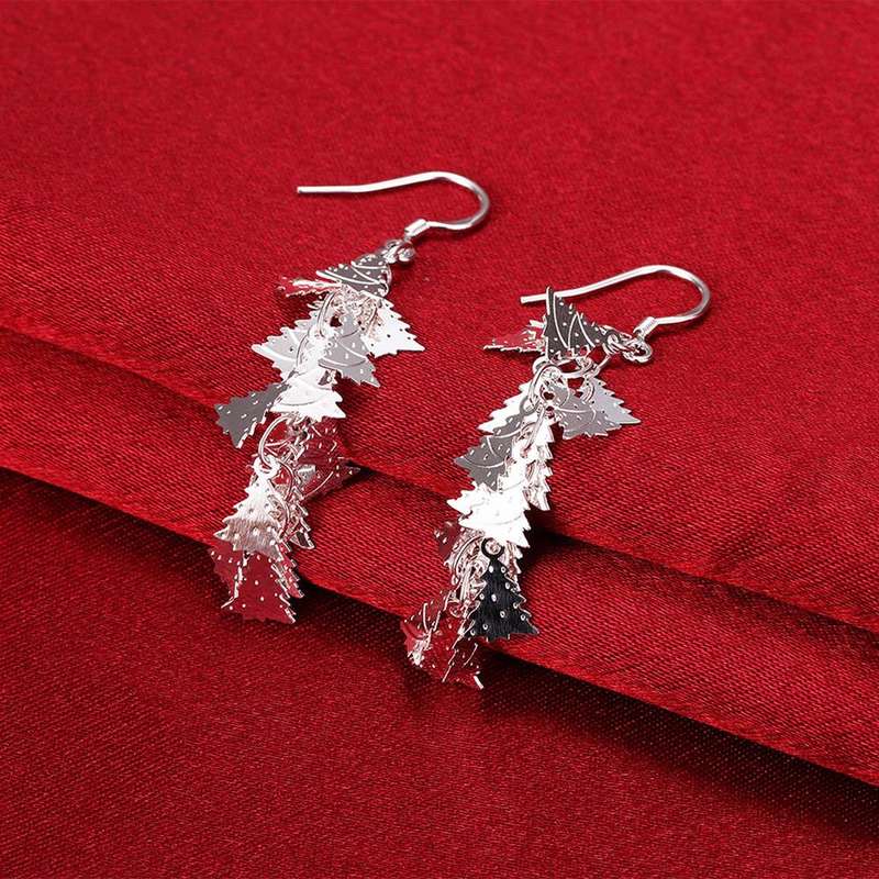 Lucky Silver - Silver Designer Christmas Tree Dangle Earrings - LOCAL STOCK - LSE673