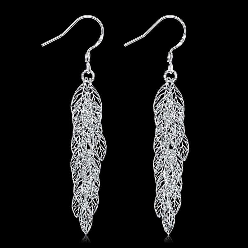 Lucky Silver - Silver Designer Delicate Leaf Earrings - LOCAL STOCK - LSE674