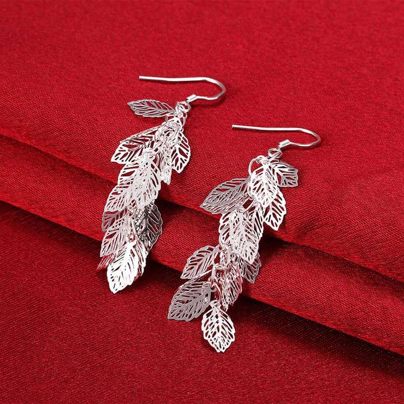 Lucky Silver - Silver Designer Delicate Leaf Earrings - LOCAL STOCK - LSE674