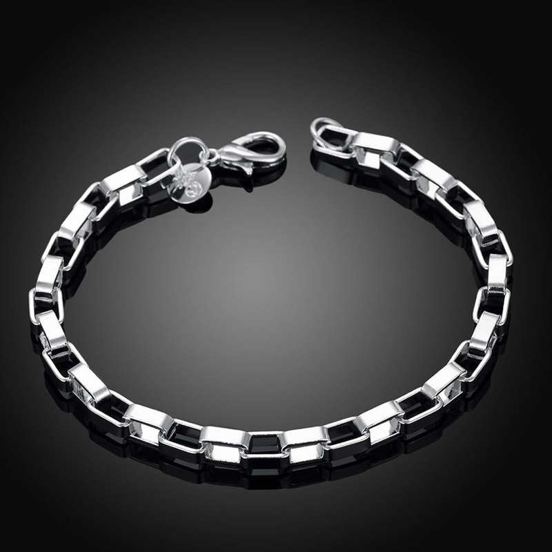 Lucky Silver - Silver Designer Square Link Bracelet - LOCAL STOCK - LSH203