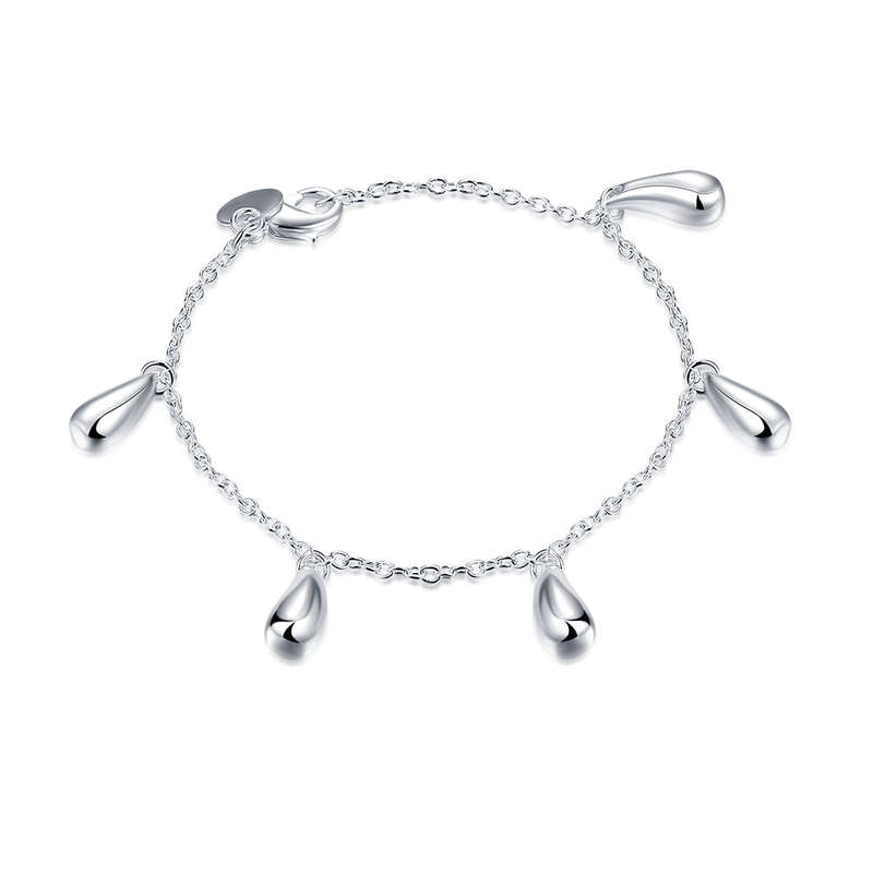 Lucky Silver - Silver Designer Tiny Tear Drop Charm Bracelet - LOCAL STOCK - LSH218