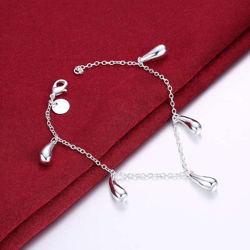 Lucky Silver - Silver Designer Tiny Tear Drop Charm Bracelet - LOCAL STOCK - LSH218