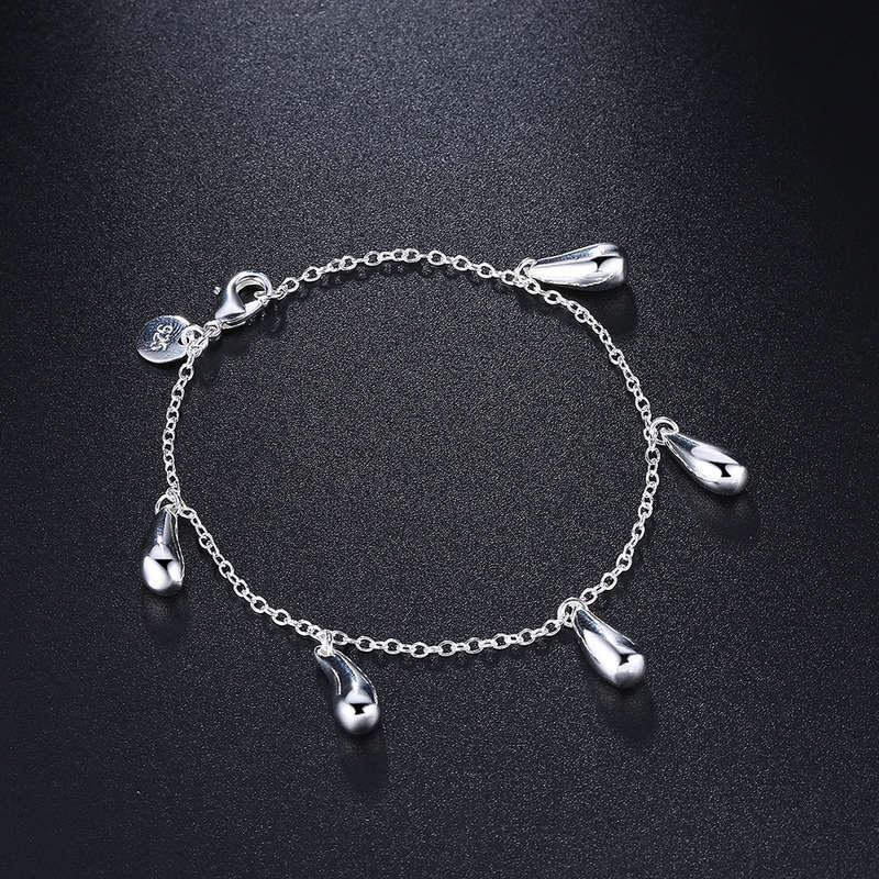 Lucky Silver - Silver Designer Tiny Tear Drop Charm Bracelet - LOCAL STOCK - LSH218