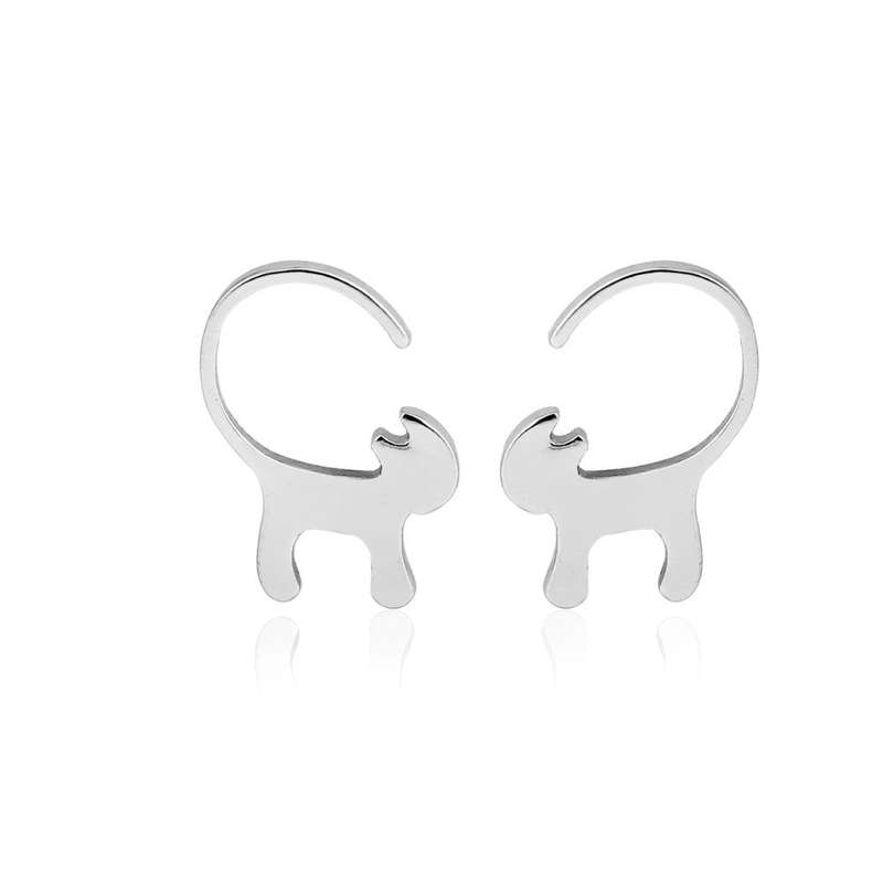 Silver Designer Cat Earrings - Silver