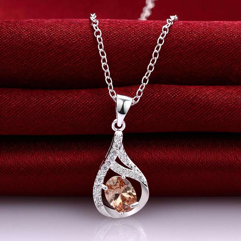 Silver Necklace LSN017 - 18in / Amber