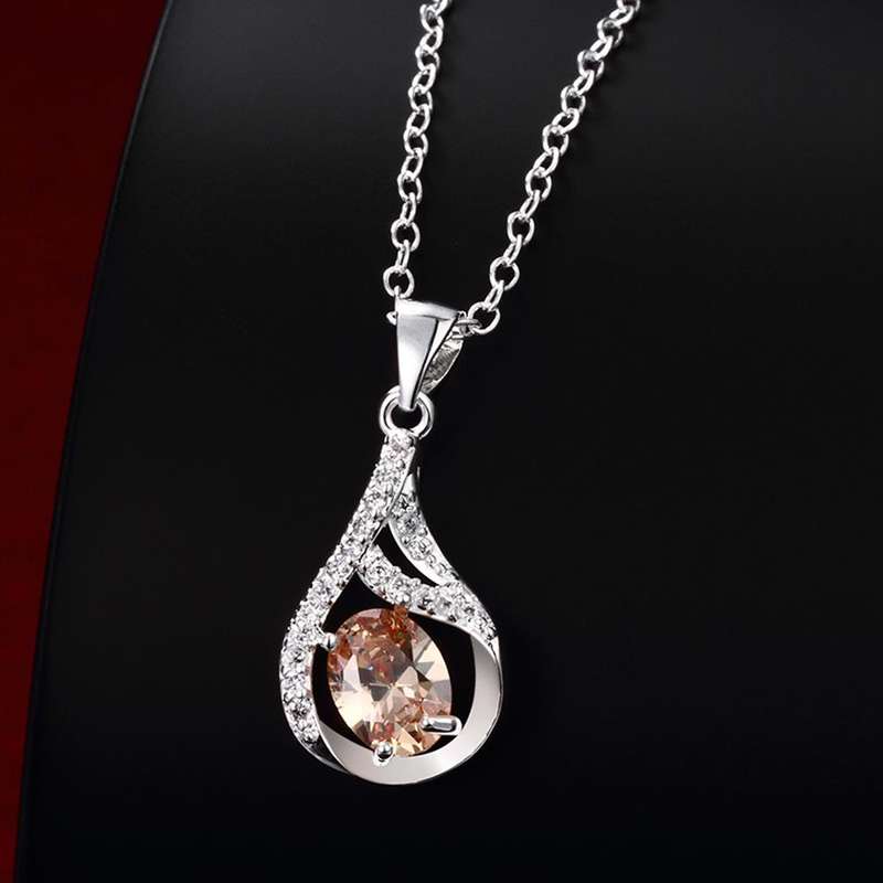 Silver Necklace LSN017 - 18in / Amber