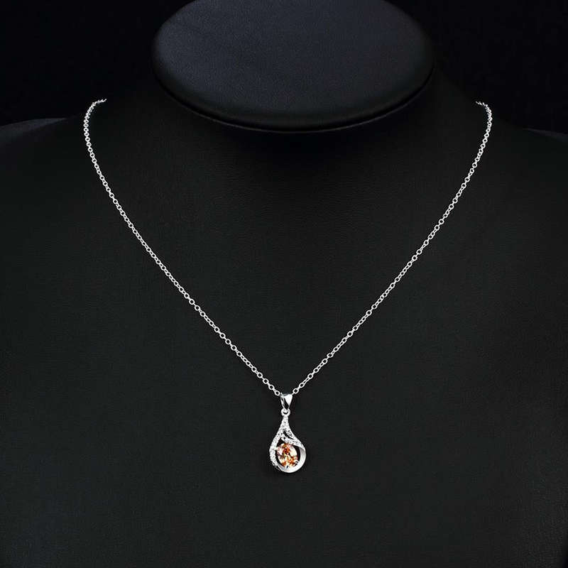 Silver Necklace LSN017 - 18in / Amber