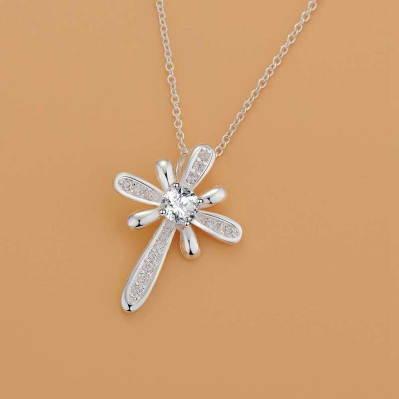 Silver Necklace LSN1196 - 2.5*3.3 18"
