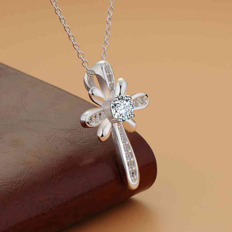 Silver Necklace LSN1196 - 2.5*3.3 18"