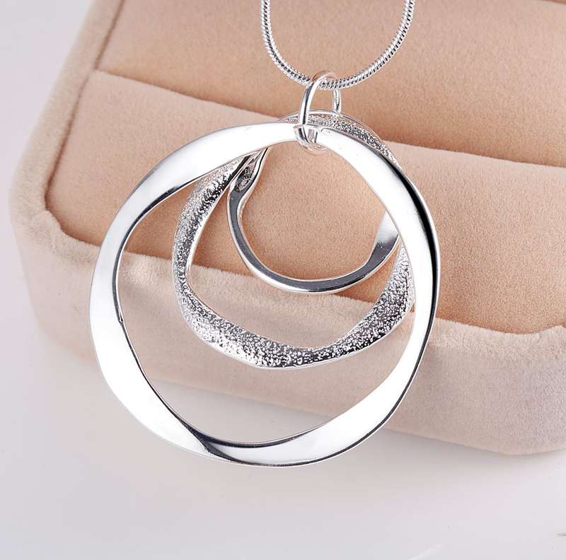 Lucky Silver - Silver Designer Three Ring Necklace - LOCAL STOCK - LSN200