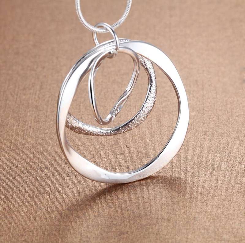Lucky Silver - Silver Designer Three Ring Necklace - LOCAL STOCK - LSN200