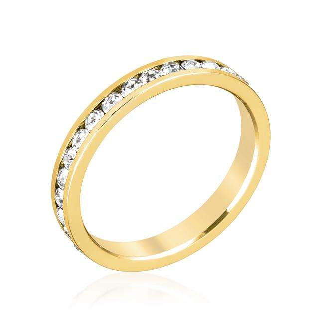 Stylish Stackables Clear Crystal Gold Ring - R01147G-C02