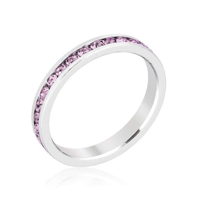 Lucky Silver - Silver Designer Stylish Stackable Eternity Swarovski Crystal Lavender Ring - LOCAL...