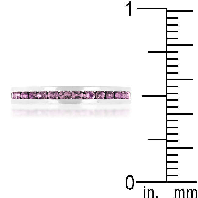 Lucky Silver - Silver Designer Stylish Stackable Eternity Swarovski Crystal Lavender Ring - LOCAL...