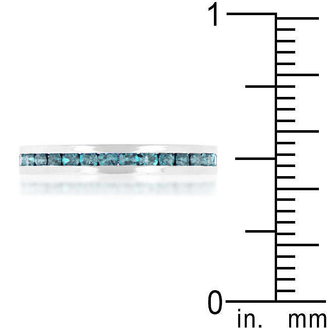 Lucky Silver - Silver Designer Stylish Stackable Crystal Aquamarine Ring -LOCAL STOCK - LSR-V32