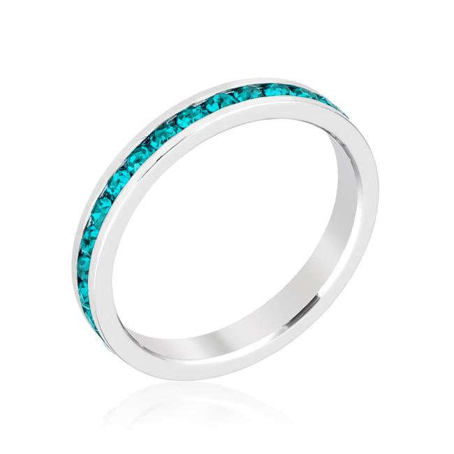 Lucky Silver - Silver Designer Stylish Stackables with Turquoise Crystal Ring - LOCAL STOCK - LSR...