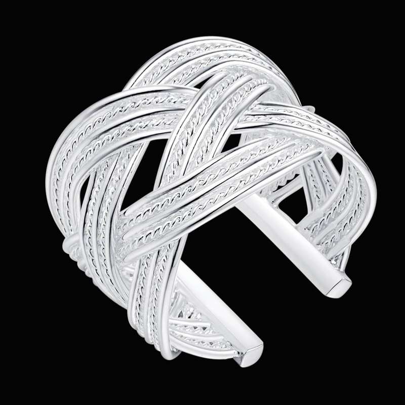 Lucky Silver - Silver Designer Open Weave Adjustable Ring - LOCAL STOCK - LSR235