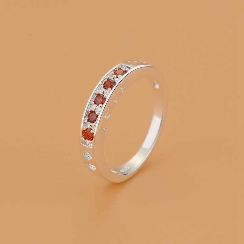 Lucky Silver - Silver Designer Ruby Red 5 Stone Ring - LOCAL STOCK - LSR474