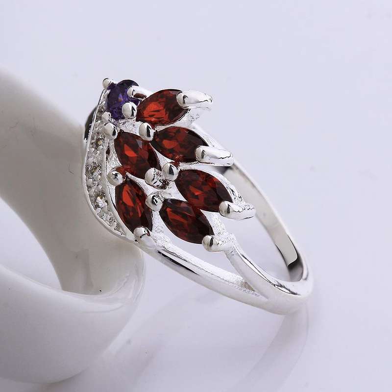 Lucky Silver - Silver Designer Amethyst and Ruby Red Ring - LOCAL STOCK - LSR555