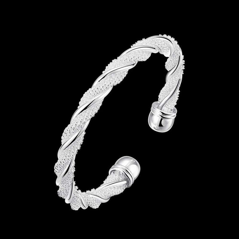 Lucky Silver - Silver Designer Spiral Open Cuff Bangle - LOCAL STOCK - LSB020
