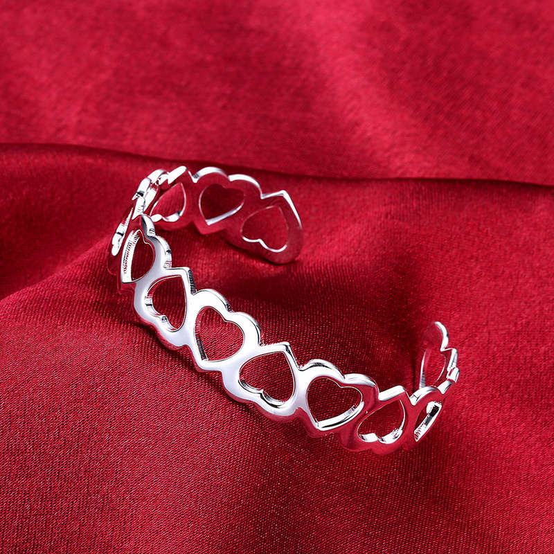 Lucky Silver - Silver Designer Heart Open Cuff Bangle - LOCAL STOCK - LSB191