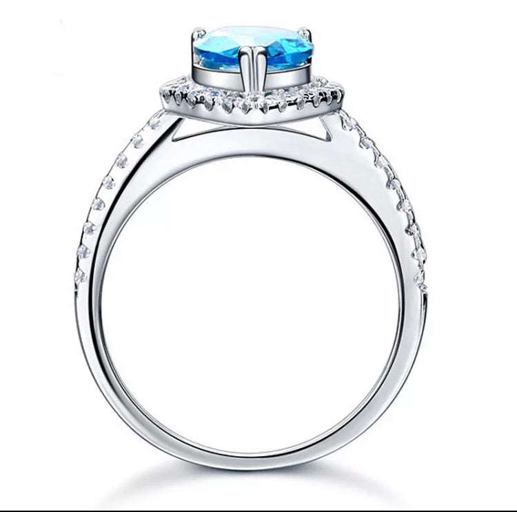 Lucky Silver - Silver Designer 2ct Solid Sterling Silver 925 Pear Cut Bridal Ring - LOCAL STOCK -...