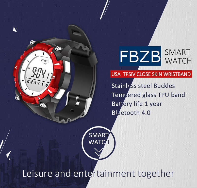 Waterproof Bluetooth Health & Fitness Tracker Sports Watch - Red