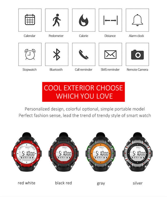 Waterproof Bluetooth Health & Fitness Tracker Sports Watch - Red