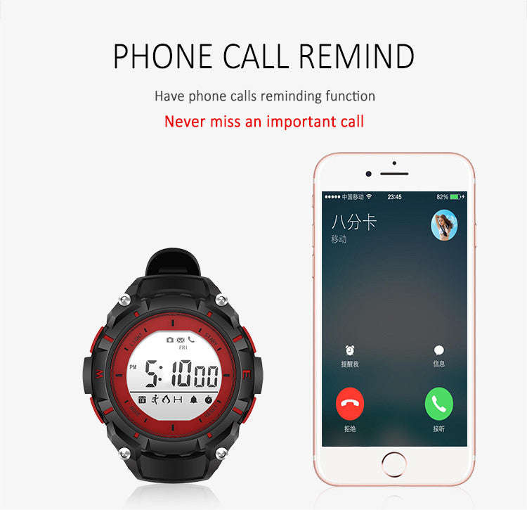Waterproof Bluetooth Health & Fitness Tracker Sports Watch - Red