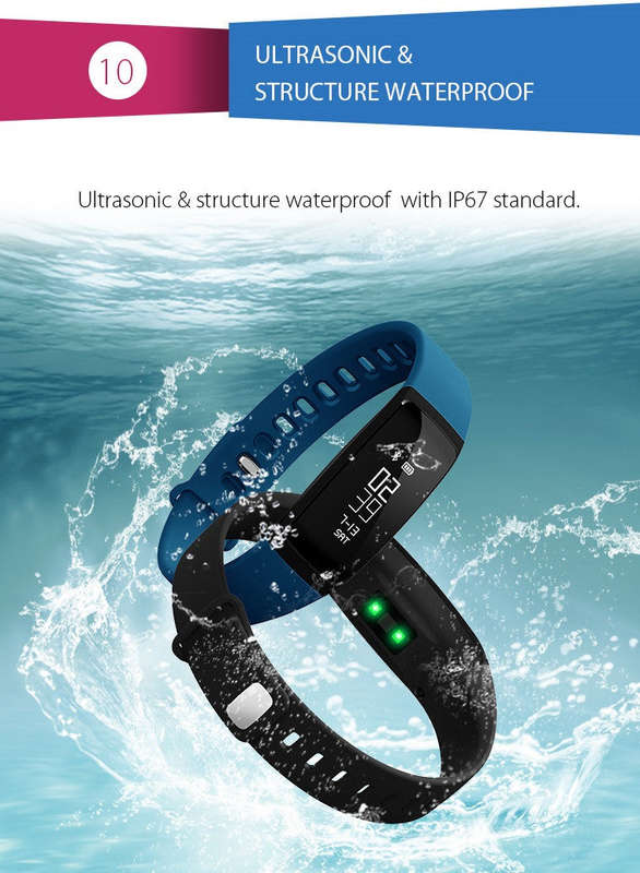 FBH07 BlueBone Blood Pressure/Heart Rate Fitness Tracker Bracelet - Black
