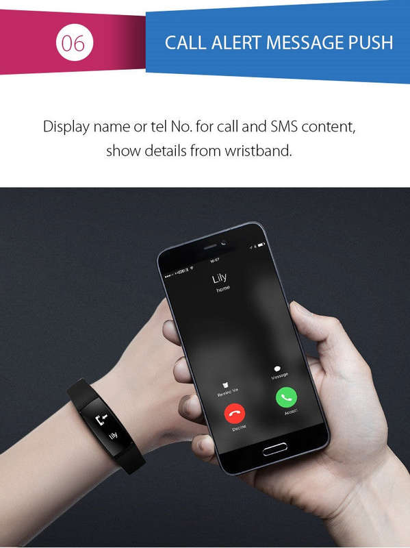 FBH07 BlueBone Blood Pressure/Heart Rate Fitness Tracker Bracelet - Black