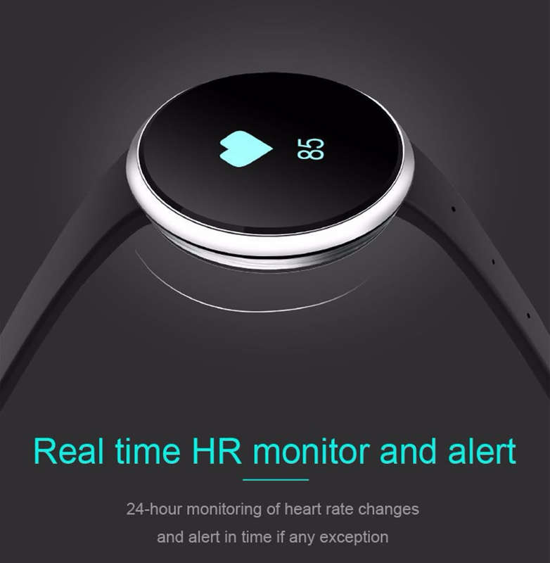 Blood Pressure Heart-Rate Smart Health Bracelet [FBH09] - Gold Face/Pink Strap