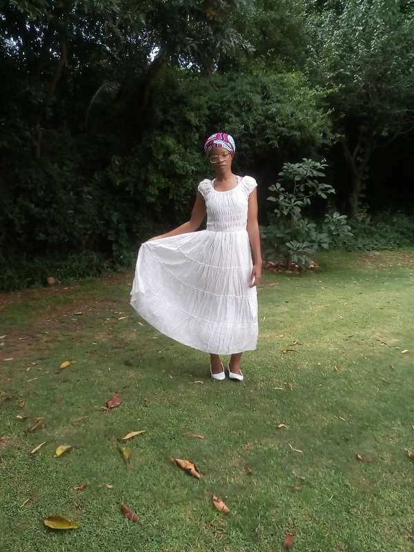 Natural off the shoulder white Maxi dress