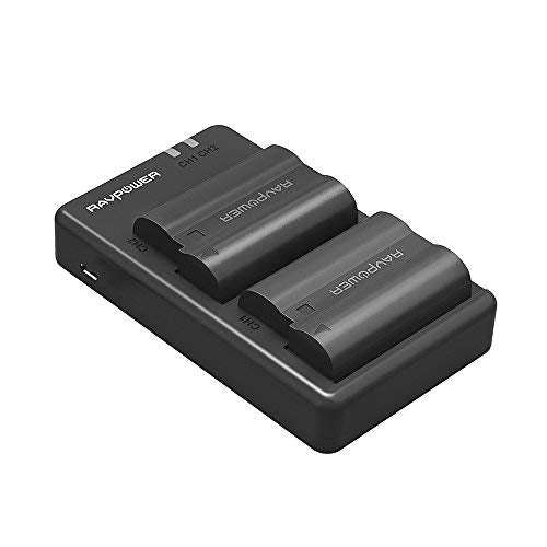 EN EL15 EN-EL15A RAVPower Battery Charger Set for Nikon d750, d7500, d850, d800 and More (2-Pack, Mi