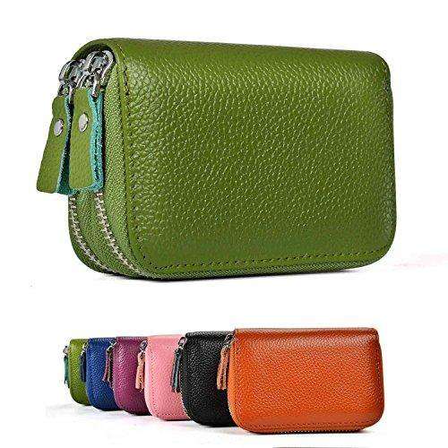 Genuine Leather RFID Secured Spacious Cute Zipper Card Wallet Small Purse for Men & Women