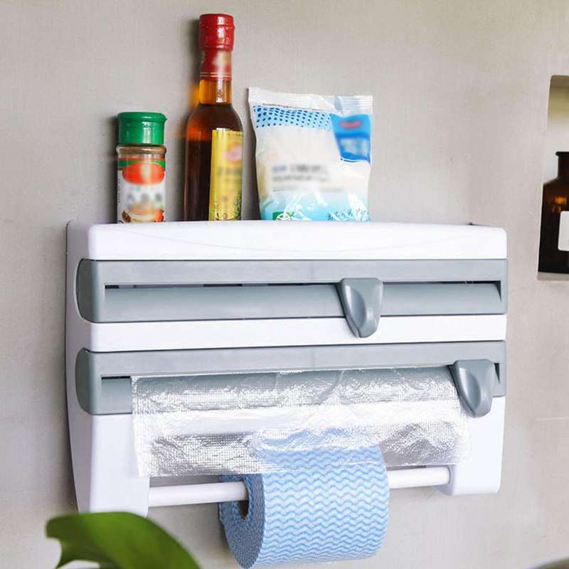 4 in 1 Kitchen Storage Shelf Paper Towel Holder
