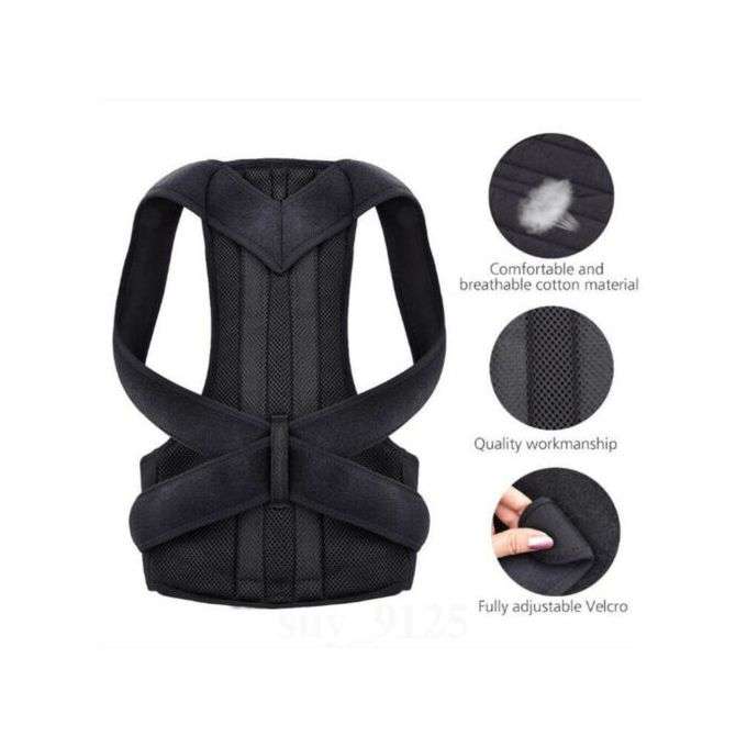 Back Pain Posture Corrector - Medium / Plain Black