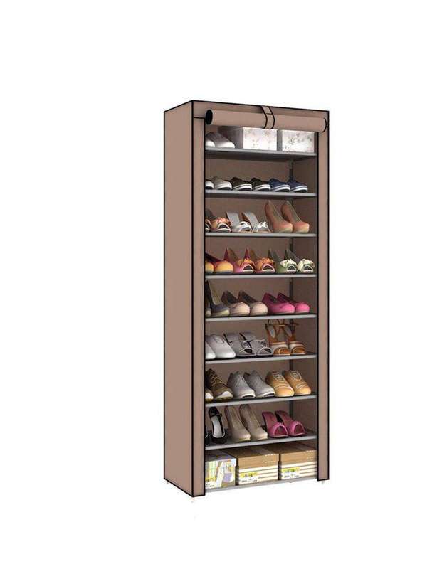 Canvas Shoes Shelf 9 Layers - Brown