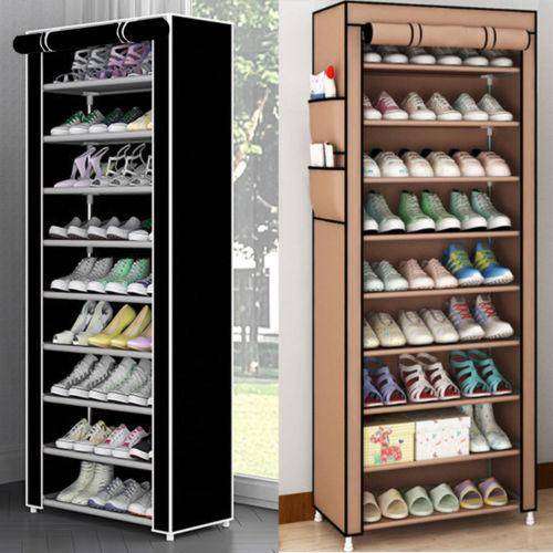 Canvas Shoes Shelf 9 Layers - Brown