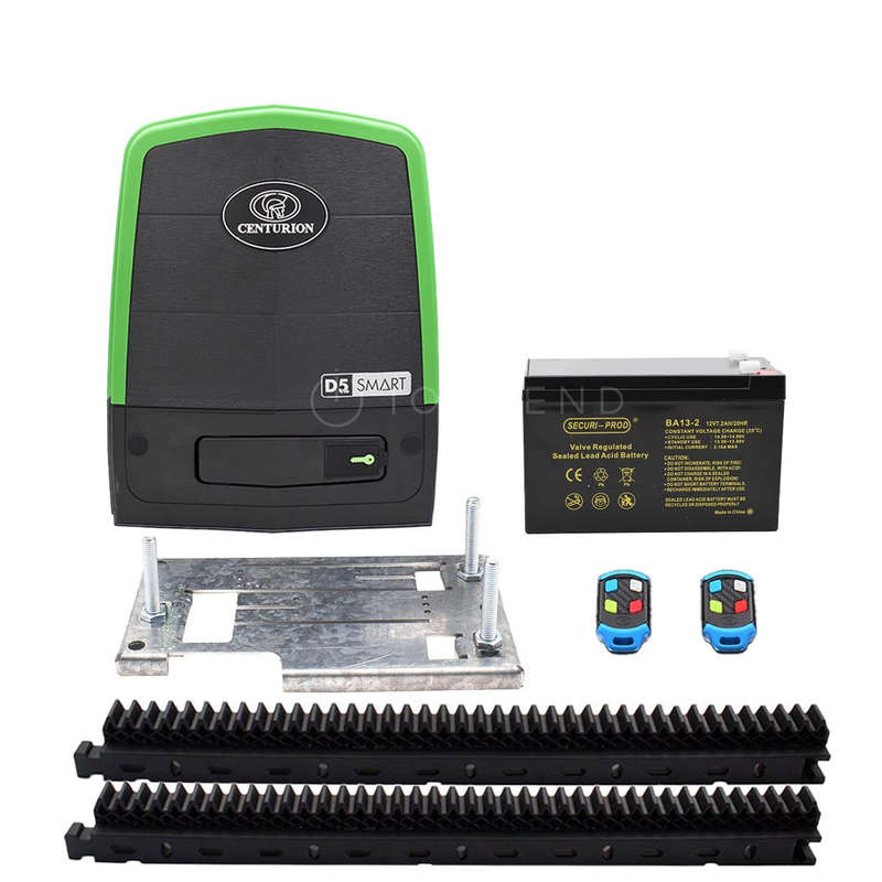 Centurion D5 Evo SMART Sliding Gate Motor Kit including Battery, Remotes and Base Plate