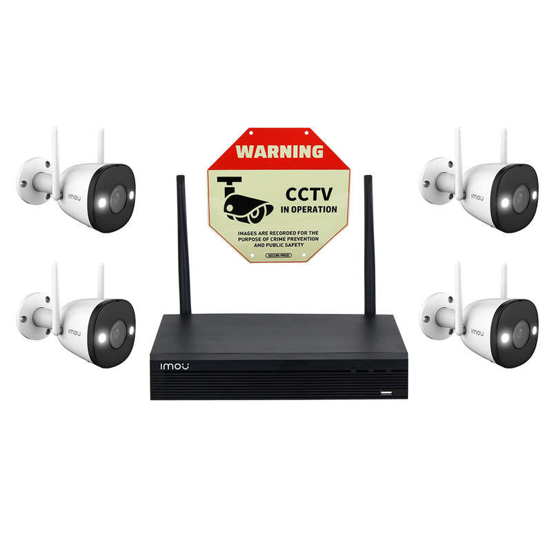 Imou 4 Channel 1080P Wi-Fi Camera Kit + 1TB HDD + Securi-Prod Warning Sign