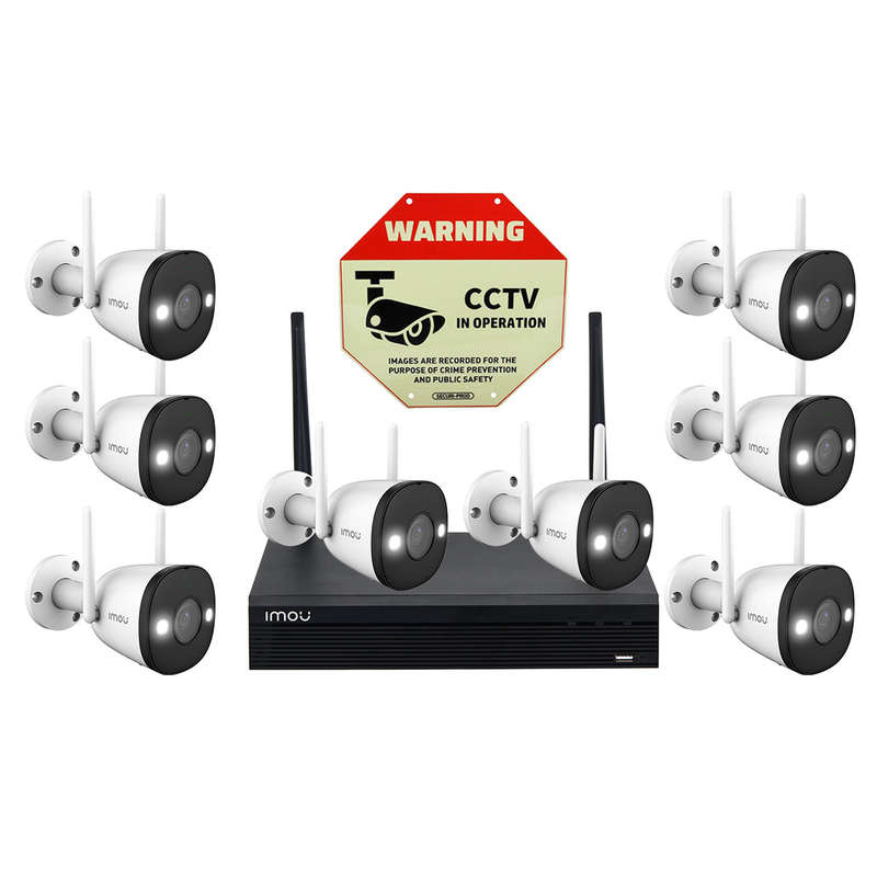 Imou 8 Channel 1080P Wi-Fi Camera Kit + 1TB HDD + Securi-Prod Warning Sign