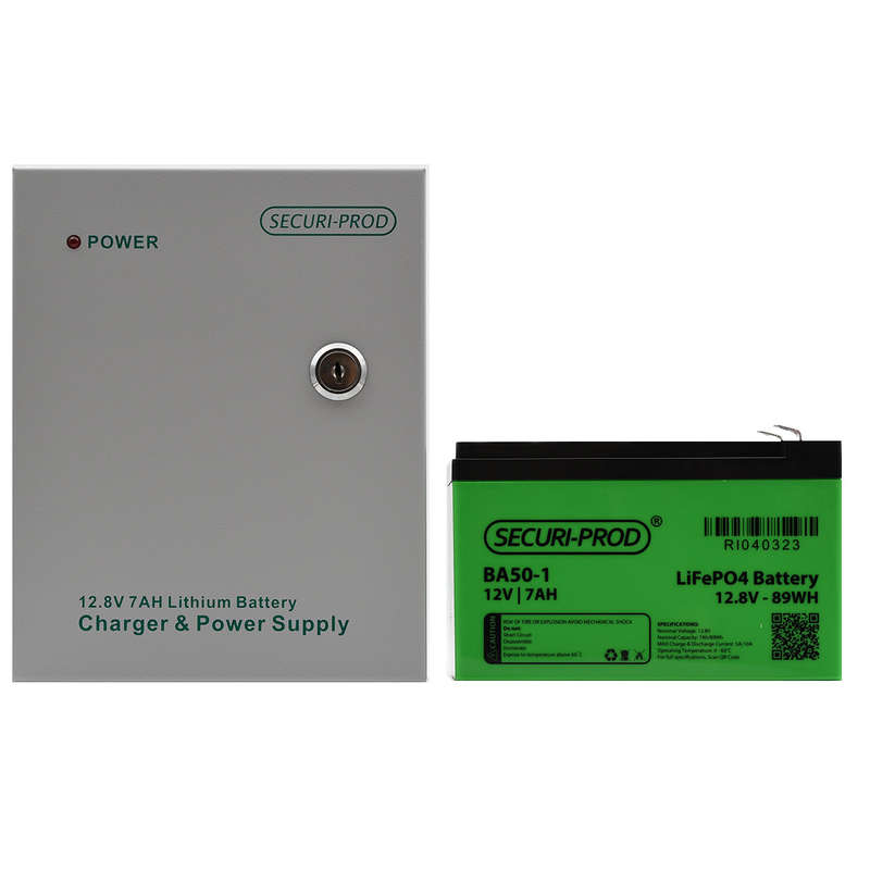 Securi-Prod 3Amp Lithium Backup Power Supply + 12V 7AH LifePO4 Lithium Battery