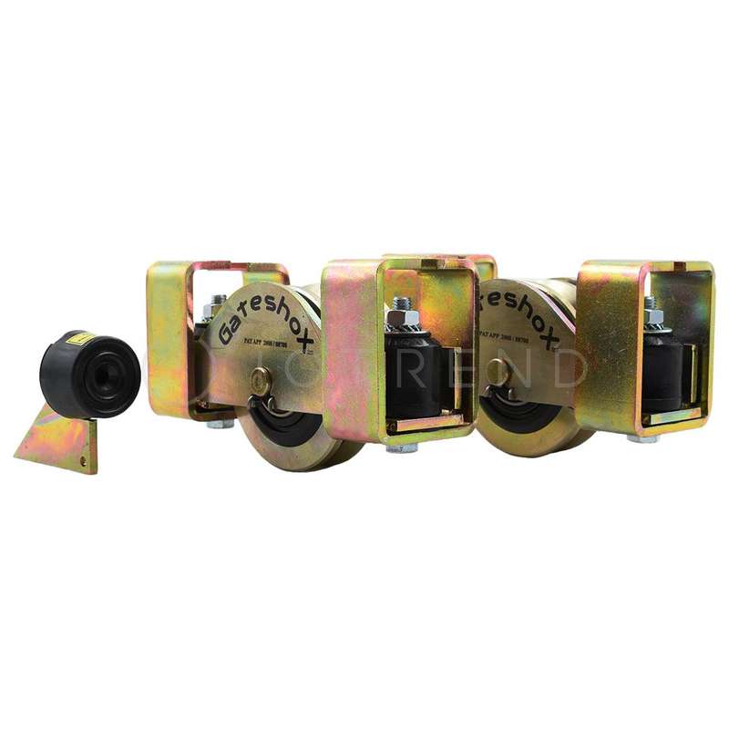 GateshoX Sliding Gate Wheel Set 80mm Electroplated Including End Stopper