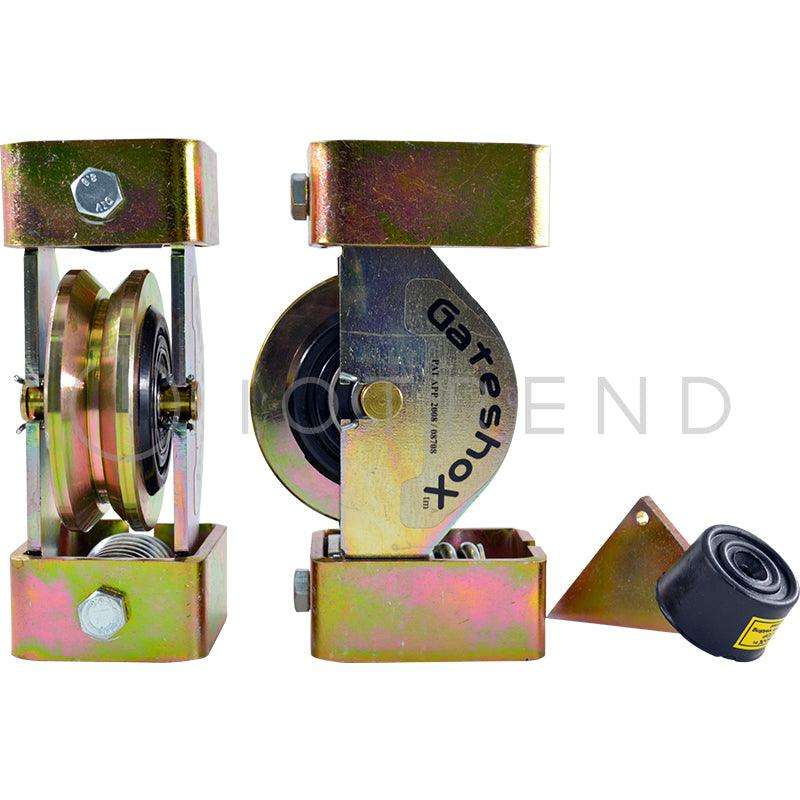 GateshoX Sliding Gate Wheel Set 80mm Electroplated Including End Stopper