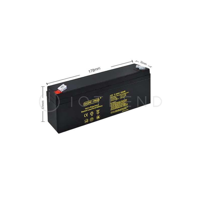 Securi-Prod Rechargeable Sealed Lead Battery 12V 2.3AH