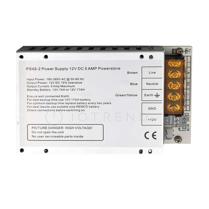 Securi Prod Backup Power Supply 13.6VDC 5Amp with Securi Prod 18Amp Battery