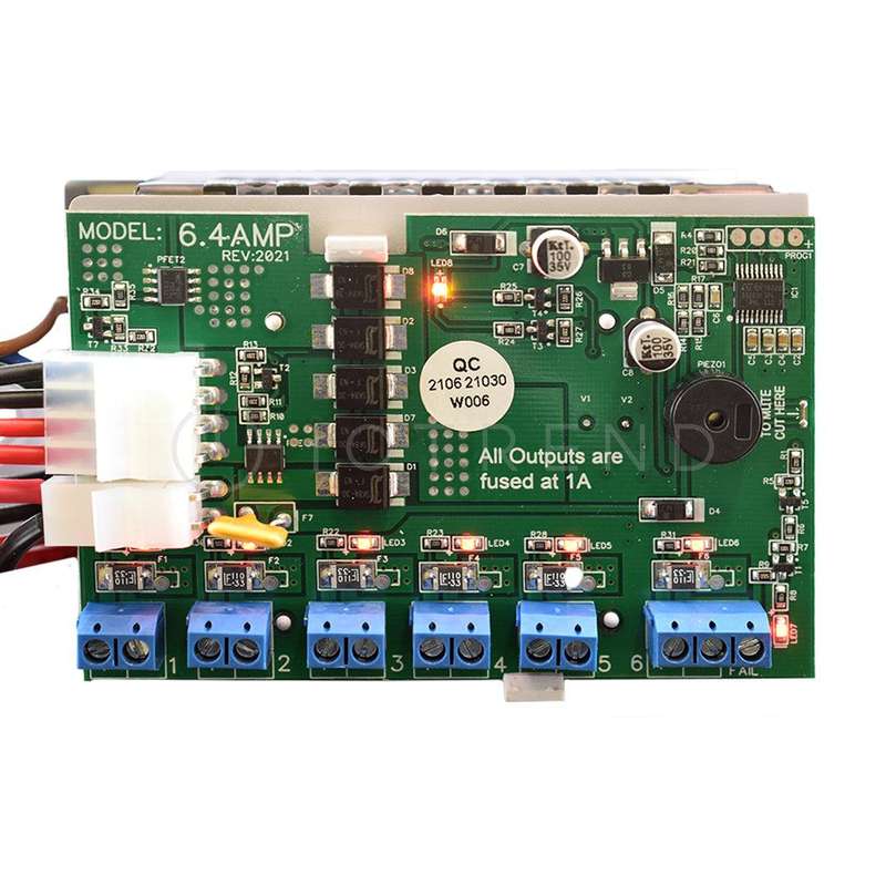 SherloTronics Battery Backup Power Supply 12V 6.4 Amp with Securi Prod 18Amp Battery